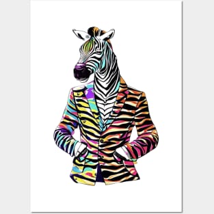 Antropomorphic Zebra in a Fashion Shoot Posters and Art